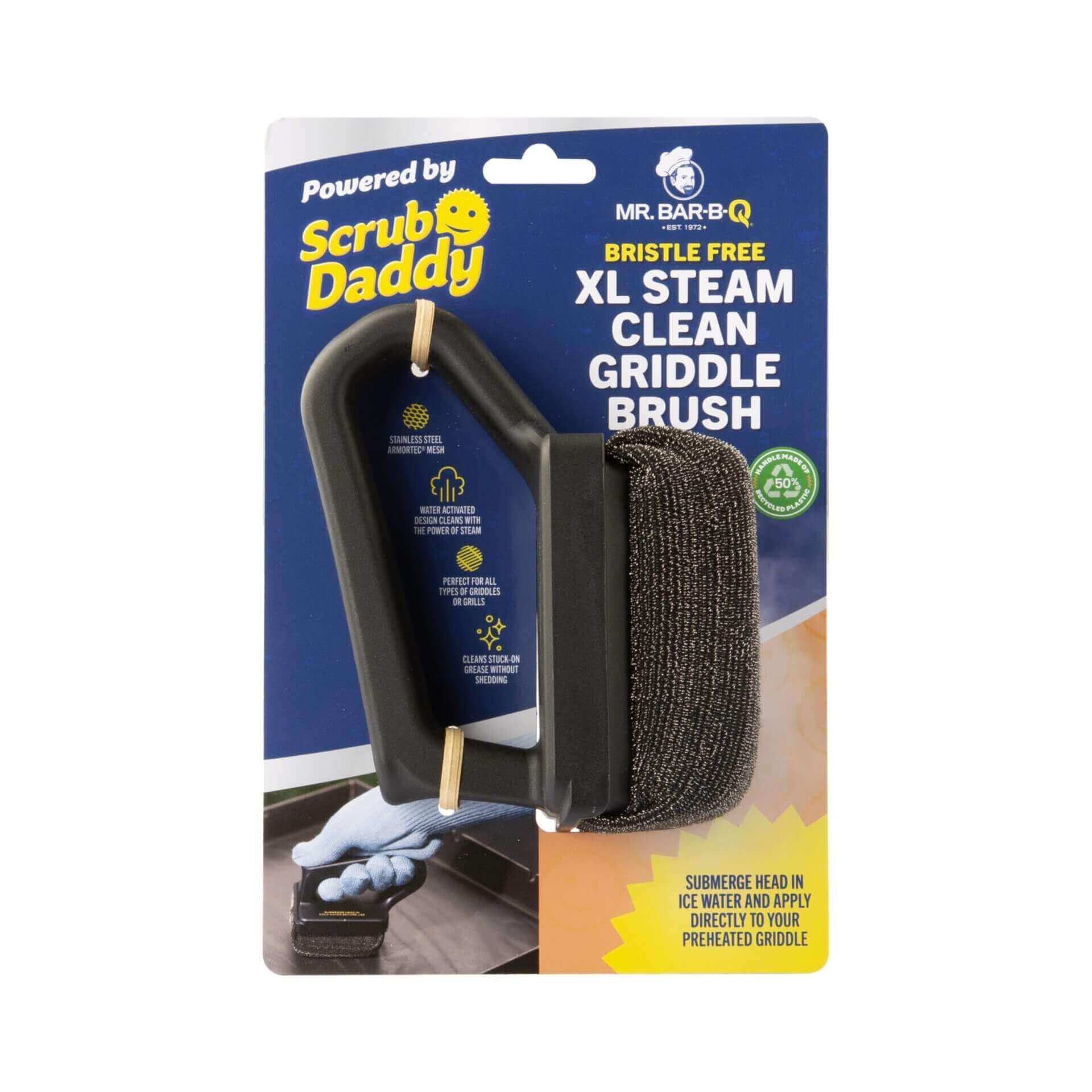 Mr. Bar-B-Q Bristle Free XL Steam Clean Griddle Brush Powered by Scrub Daddy (In Displayer)